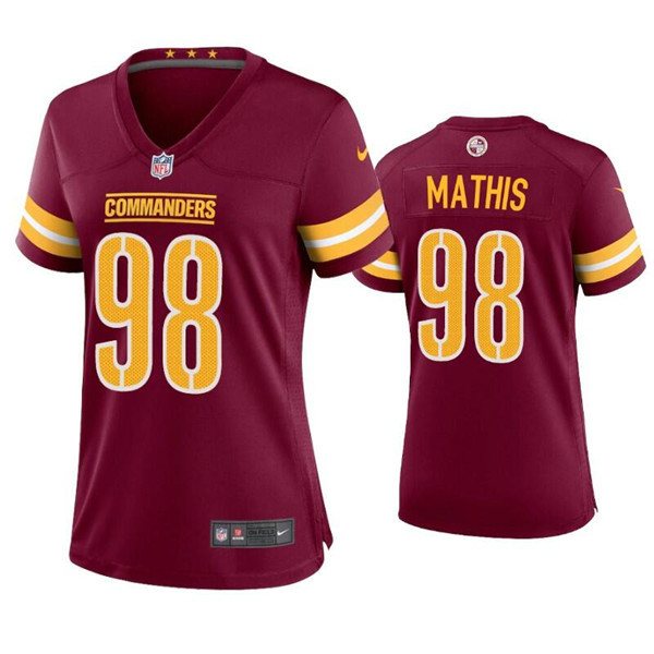Women's Washington Commanders #98 Phidarian Mathis 2022 Burgundy Game Stitched Jersey(Run Small) Women's Washington Commanders #98 Phidarian Mathis 2022 Burgundy Game Stitched Jersey(Run Small)